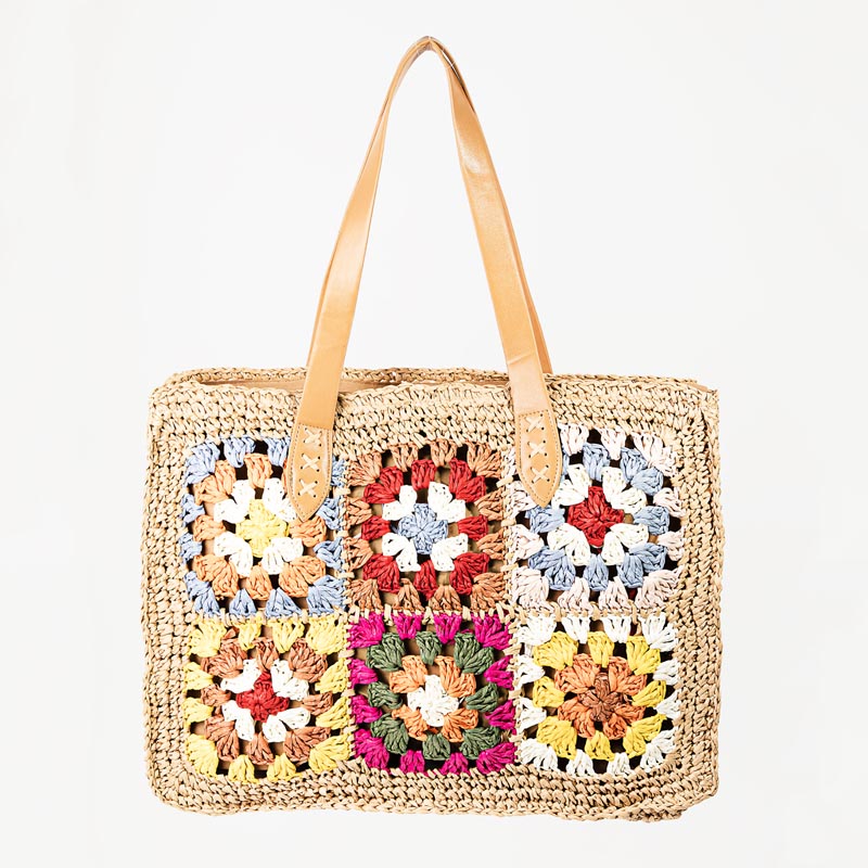 Flowers Design Straw Tote