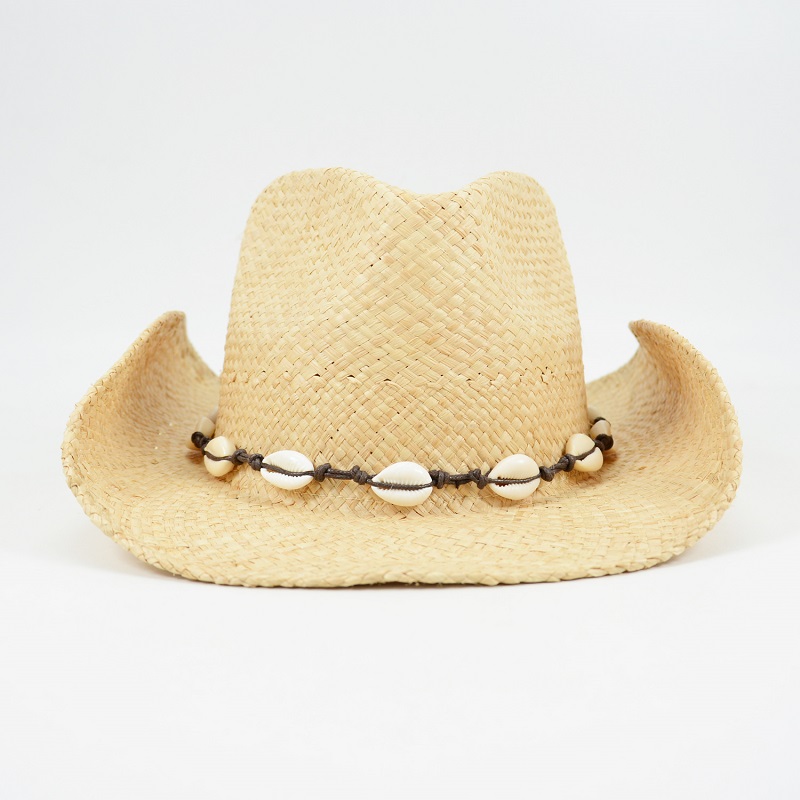 Raffia Cowgirl Hat with Shells Trimmings