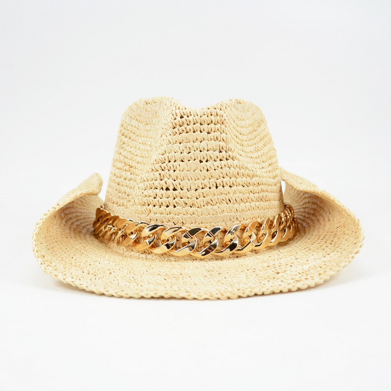 Raffia Cowboy Hat with Chain