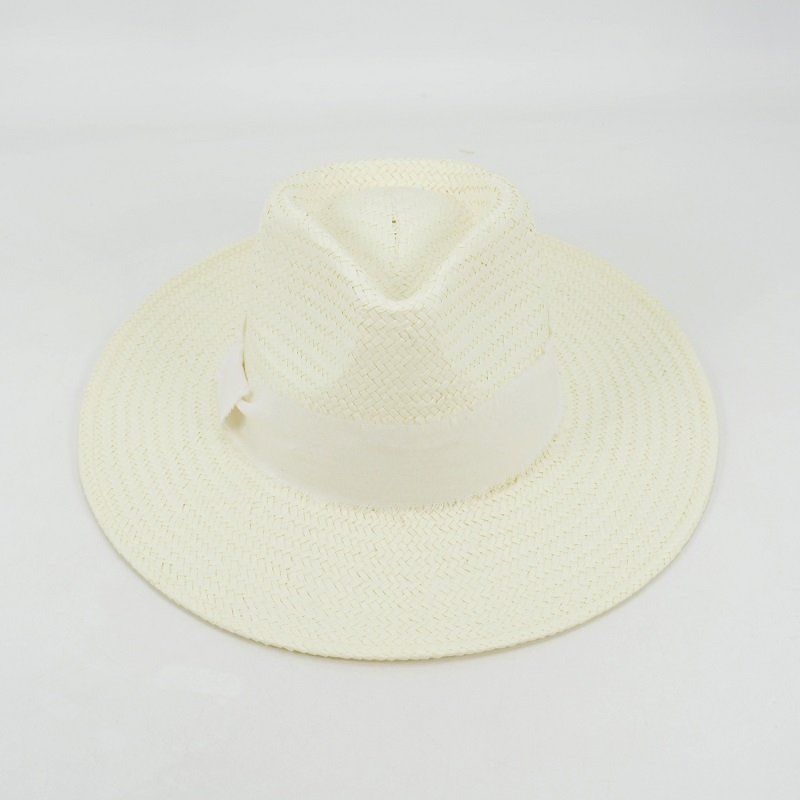 Straw Panama Hat with Fabric Trim