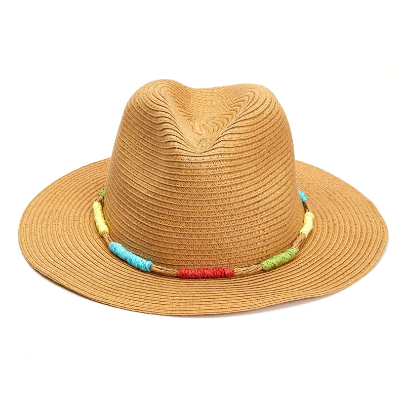 Straw Panama Hat with Straw Rope Trim
