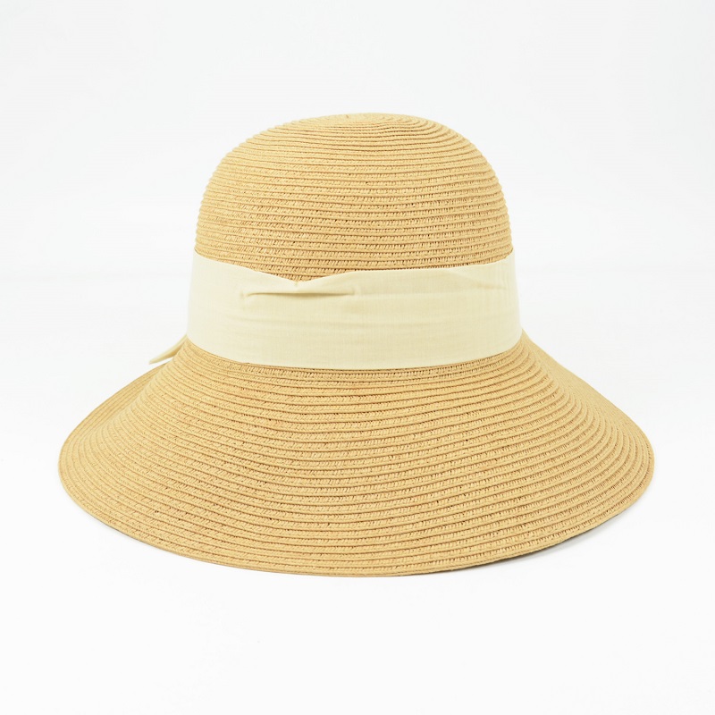 Women's Summer Outdoor Beach Bucket Paper Straw Hat 