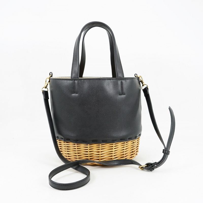 handcrafted rattan bag in rattan and leather