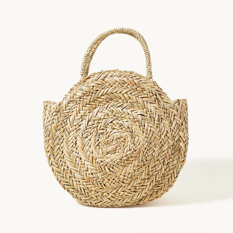 STRAW CIRCLE HANDHELD BASKET BAG