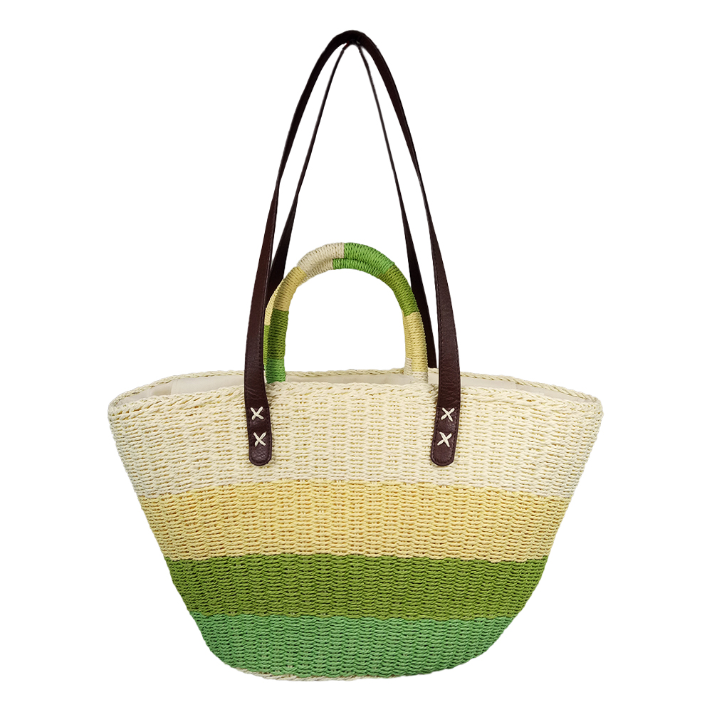 Straw Tote Bag for Women,Stripes Design 