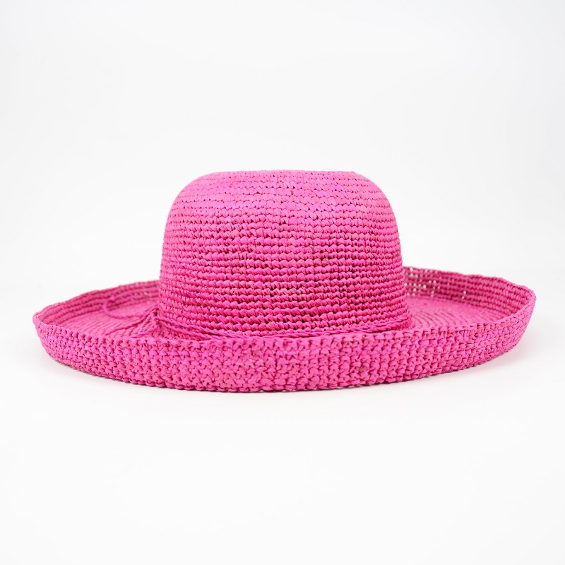 Wide Brim Pink Raffia Hat