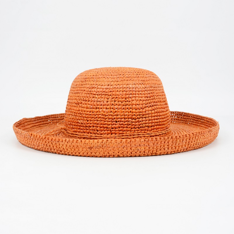 wide brim raffia beach hats in orange