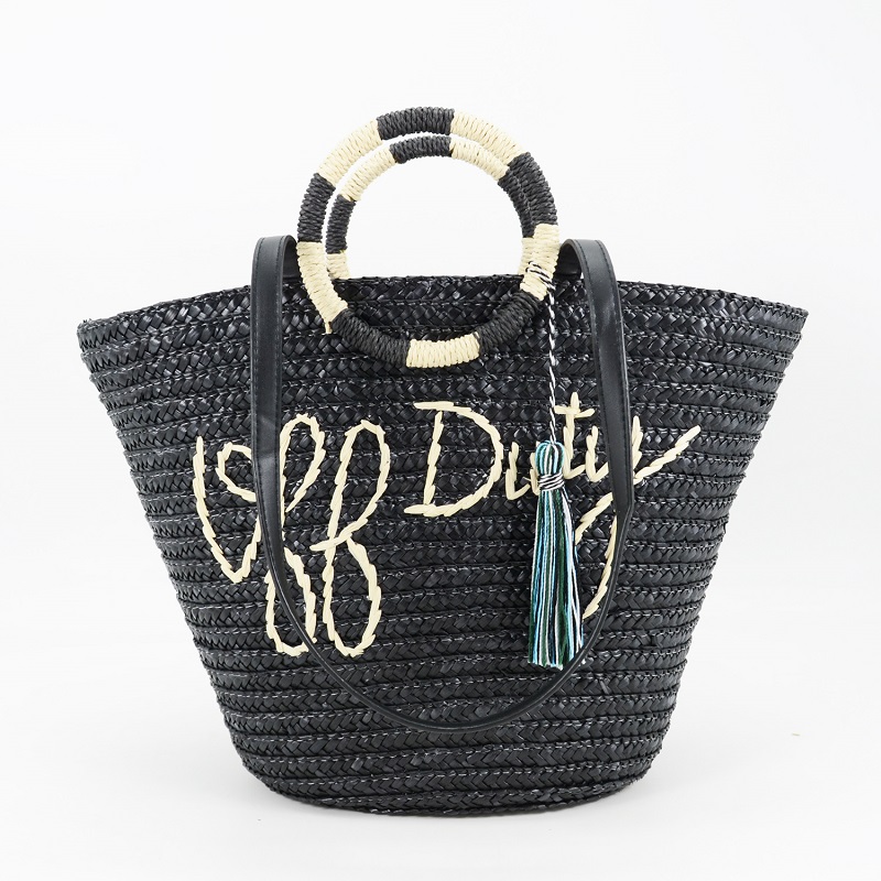 Fashion Eco-friendly Black Straw Handbag