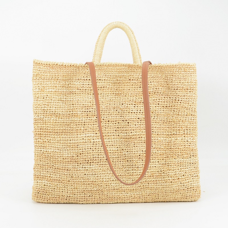 Raffia And Tan Leather Bag