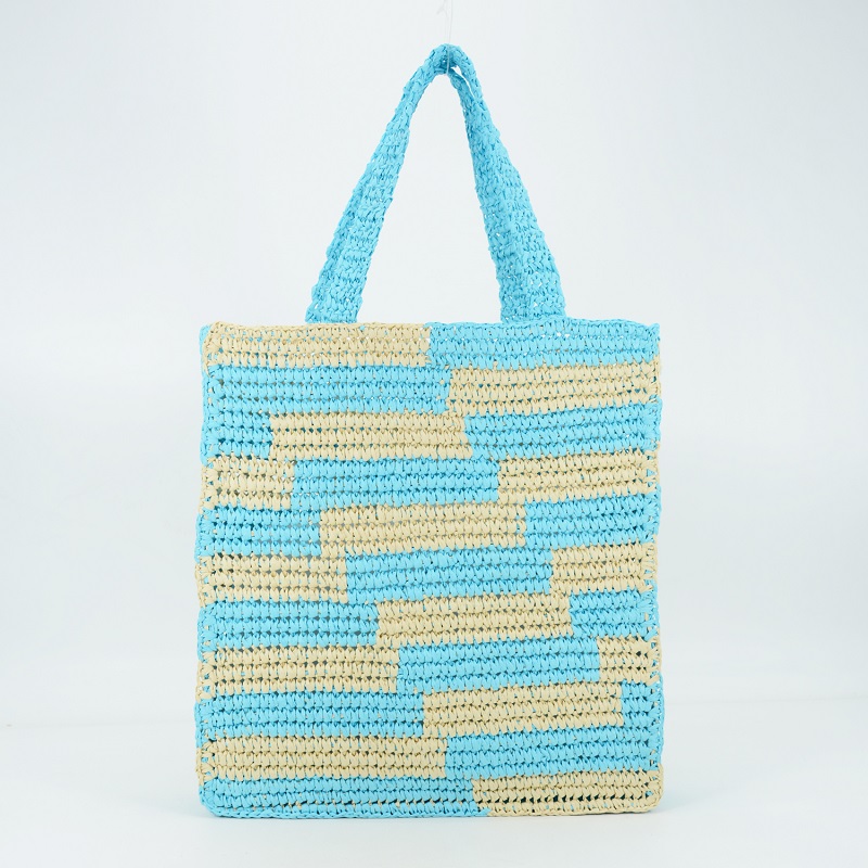 Sky Blue Straw Tote