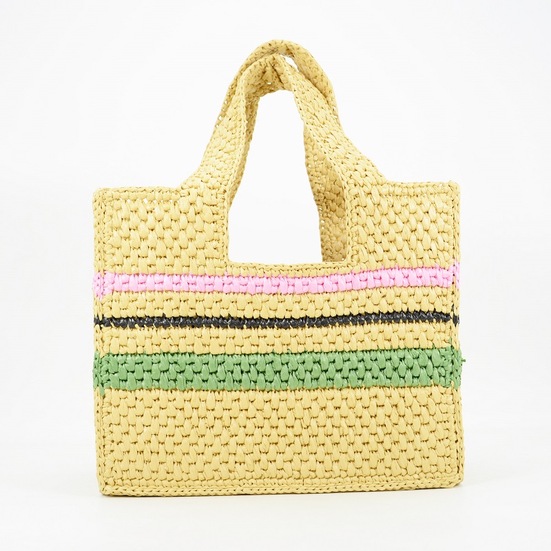 Faux Raffia Tote Stripes Design