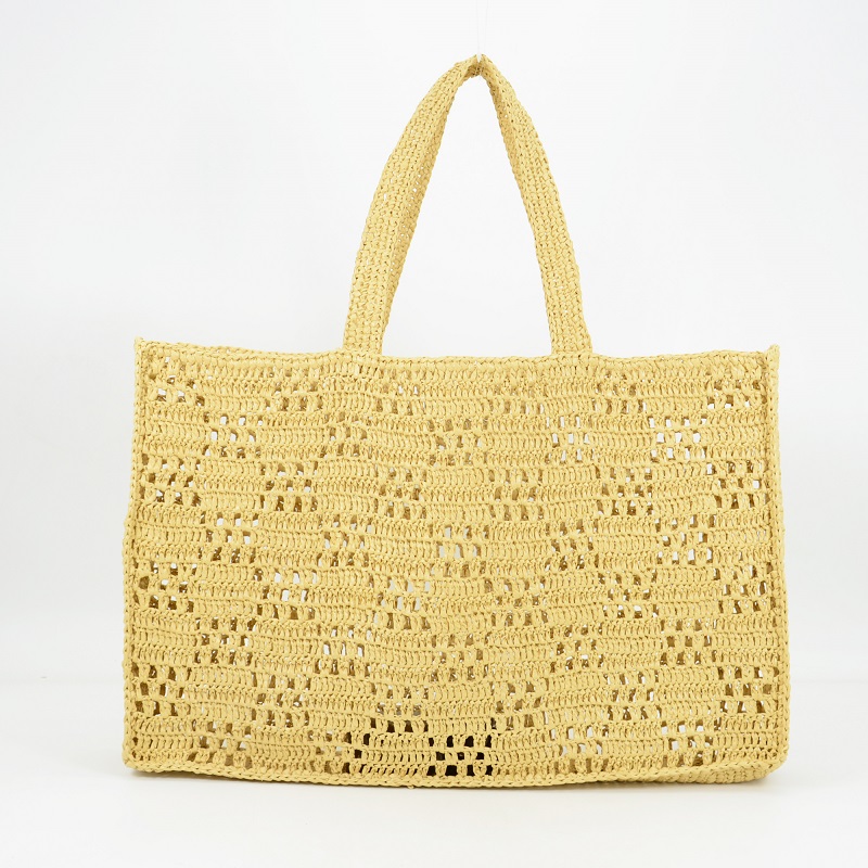 Hollow Out Design Raffia Large Tote