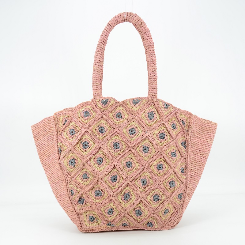 Raffia Flowers Large Tote