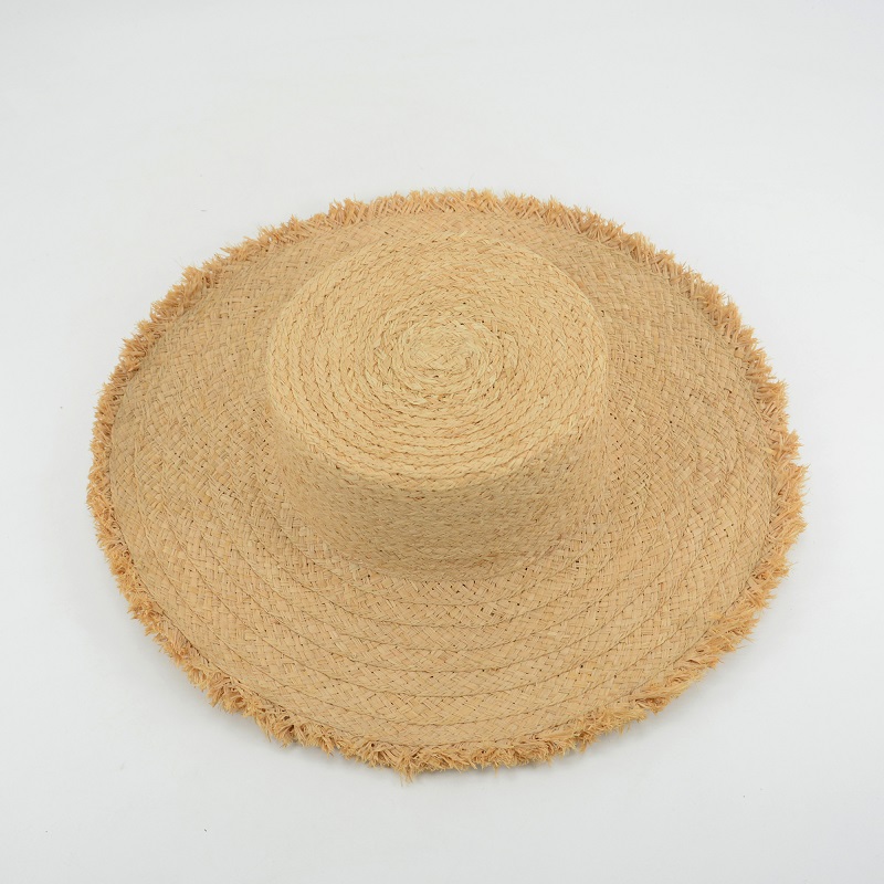 Women straw raffia large brim summer hat 