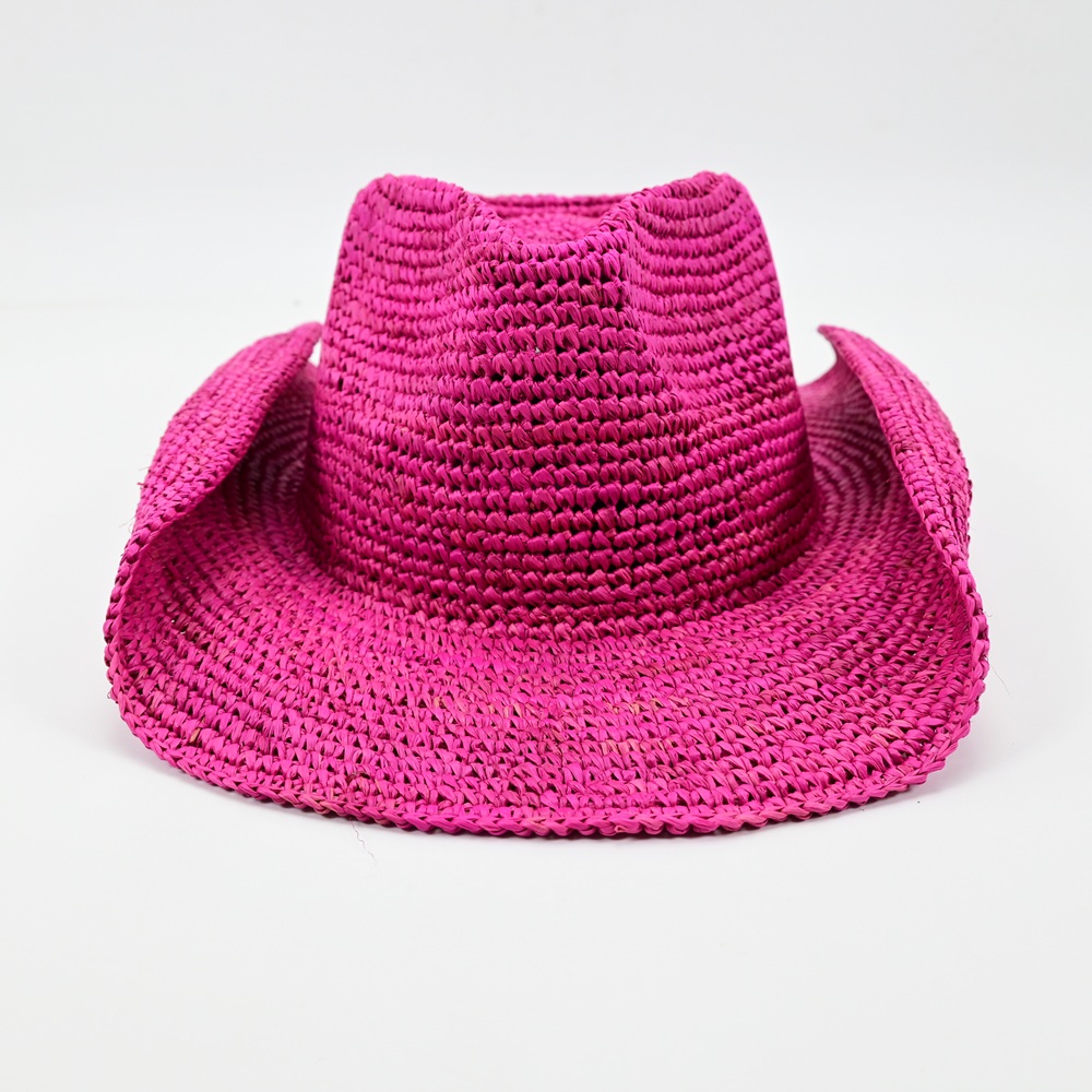 Raspberry Raffia Cowboy Hat