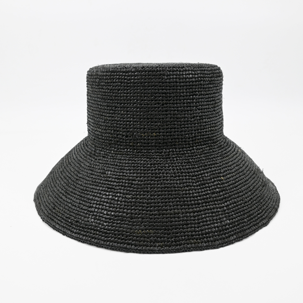 Black Raffia Bucket Hat