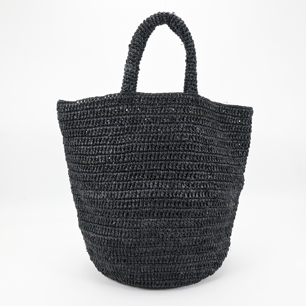Black Raffia Tote Bag