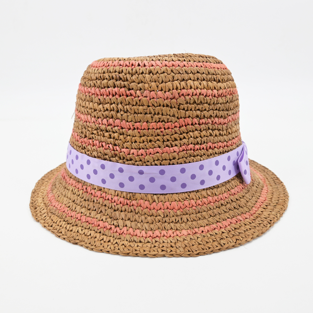 Lace Trimmed Raffia Bucket Hat
