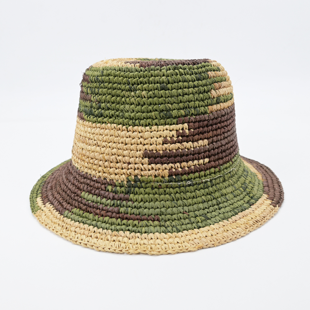handmade summer floppy women raffia straw bucket hat bucket 