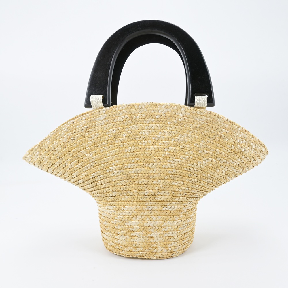 Bucket Hat Shape Woven Straw Beach Bag