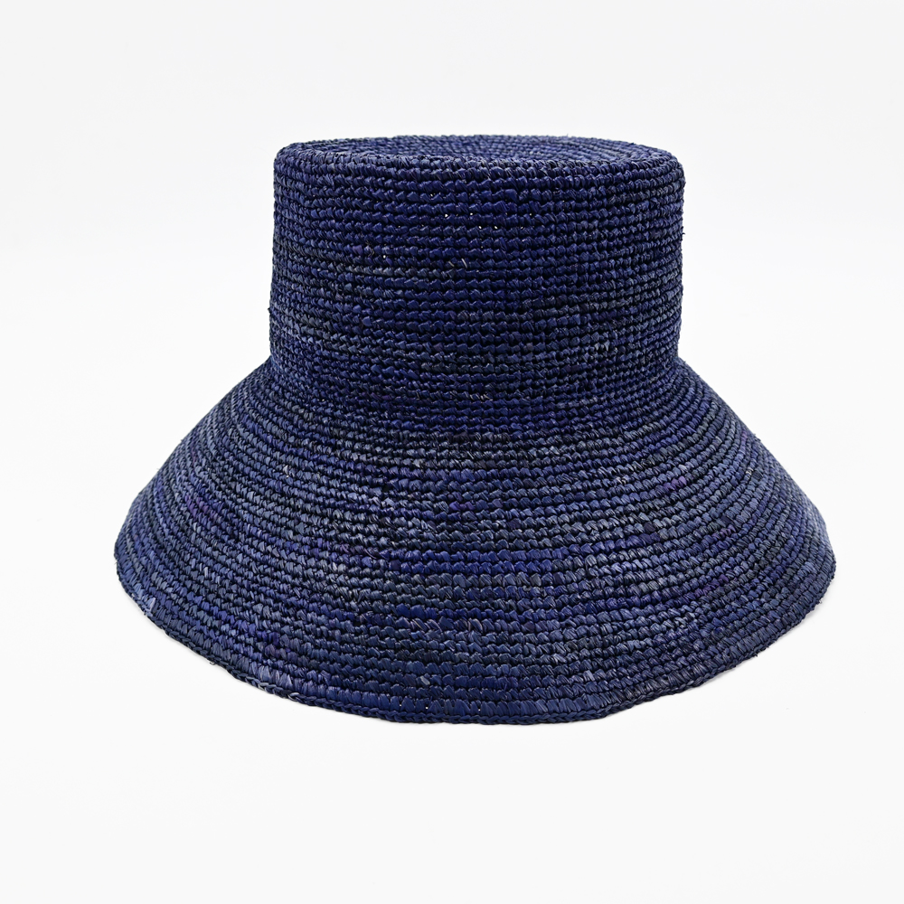 Navy Raffia Bucket Hat