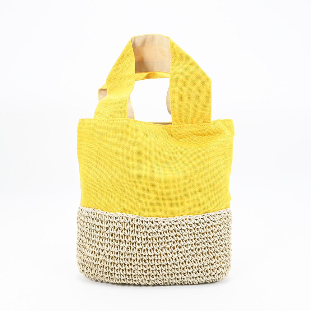 Small Tote Bag made with Straw Fabric