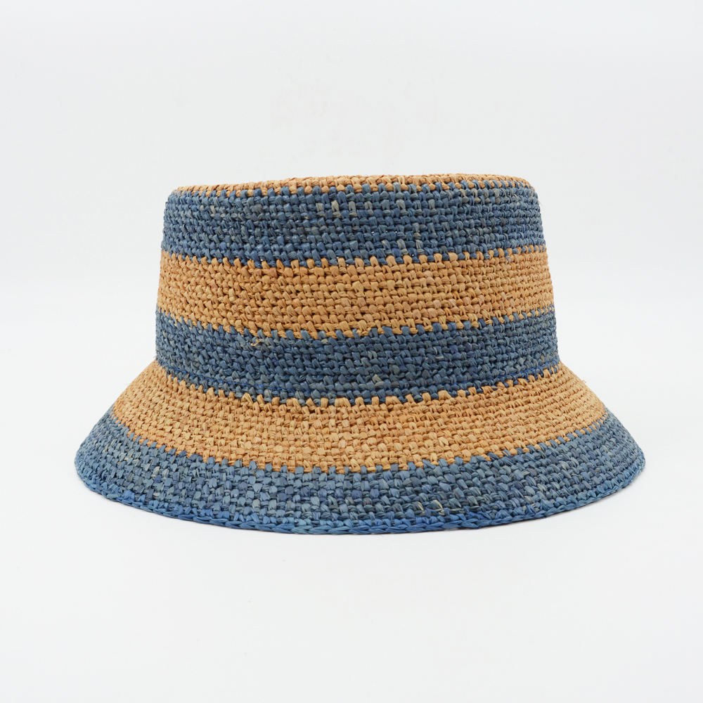 Striped Raffia Bucket Hat