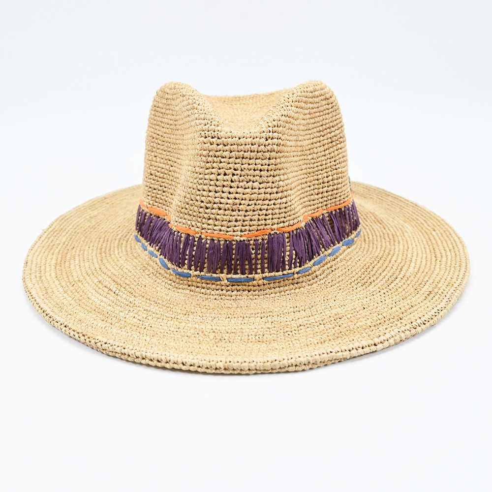 Raffia Hat with Trims 