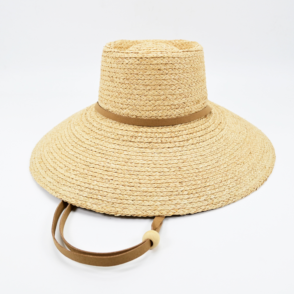 Raffia Hat with Leather Trim