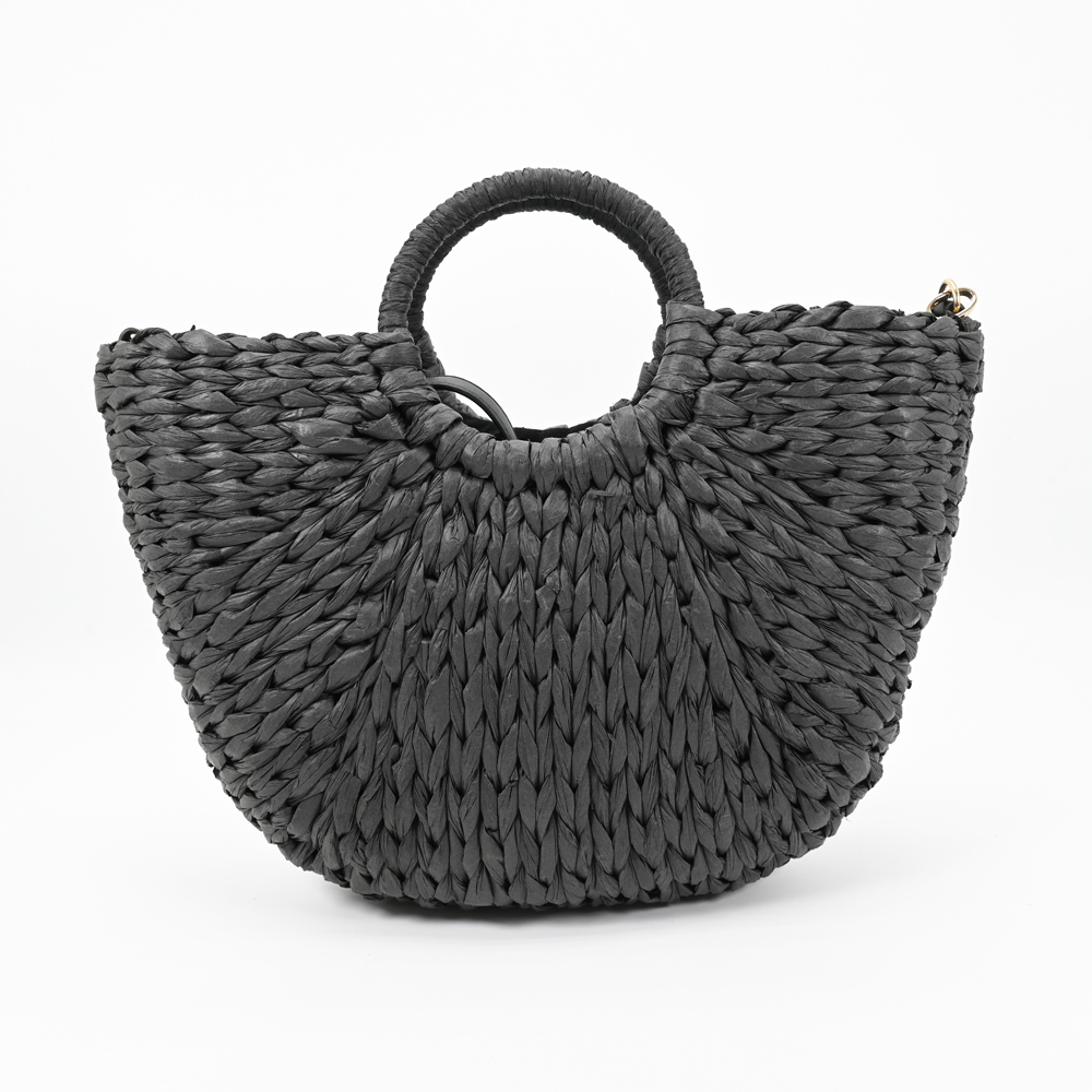 black round handle tote bag