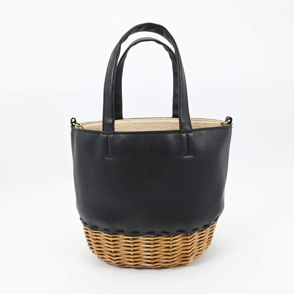 handcrafted rattan bag in rattan and leather