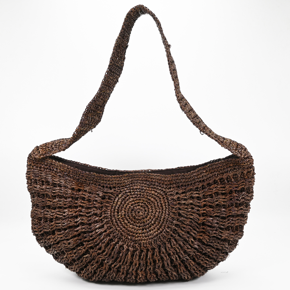 Crochet Raffia Crossbody Tote 