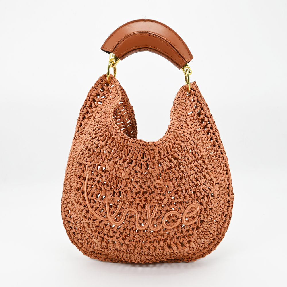 Summer Banana Crochet Raffia Hobo Bag