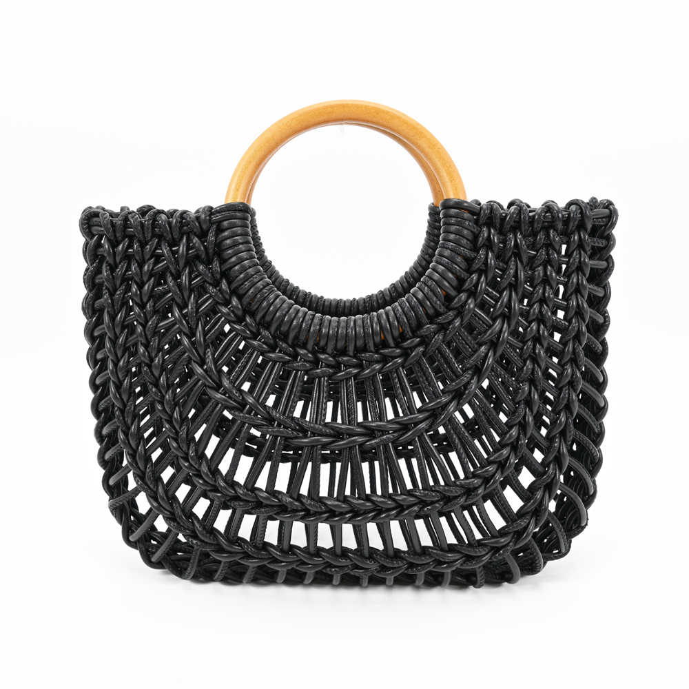 Leather Crocheted Tote Bag