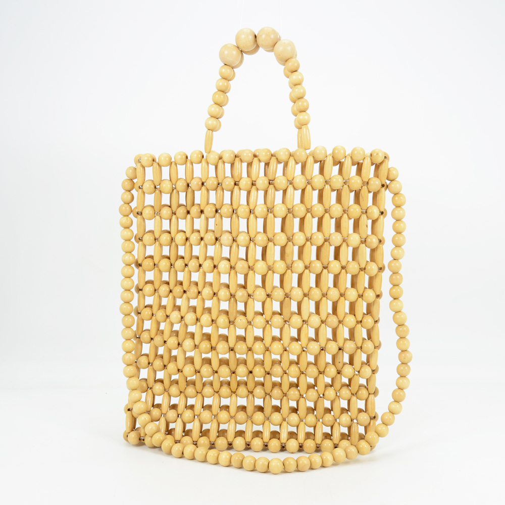 Gia Beaded Tote - Natural