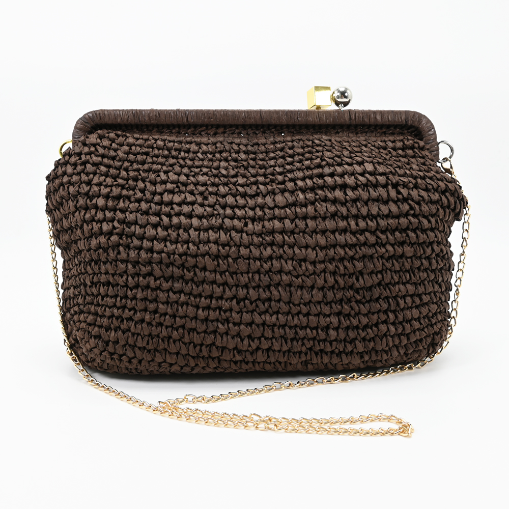Straw Clutch-Chocolate