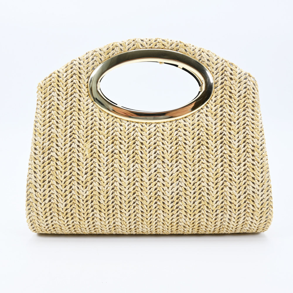 Straw Woven Ring Handle Handbag