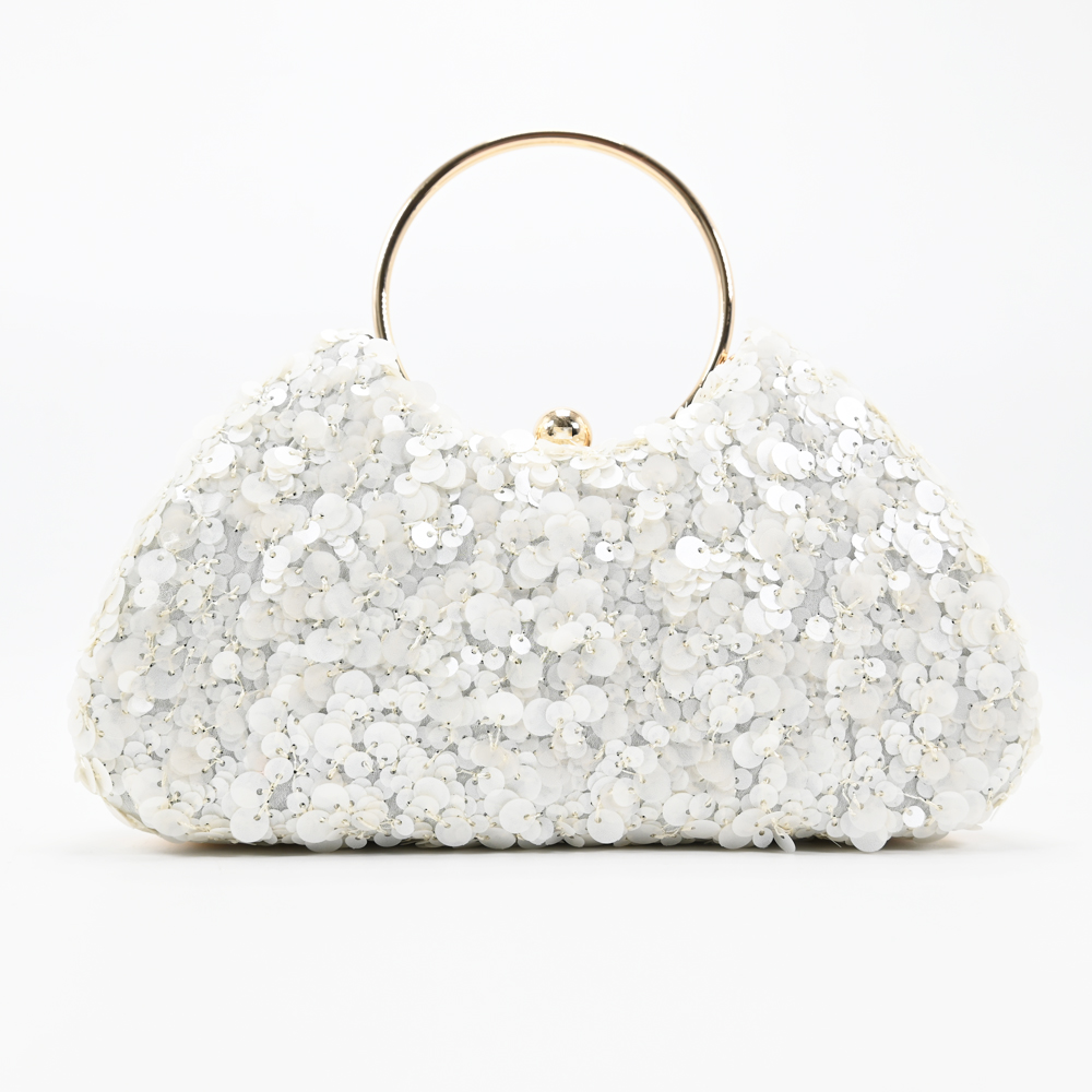 White Sequin Clutch