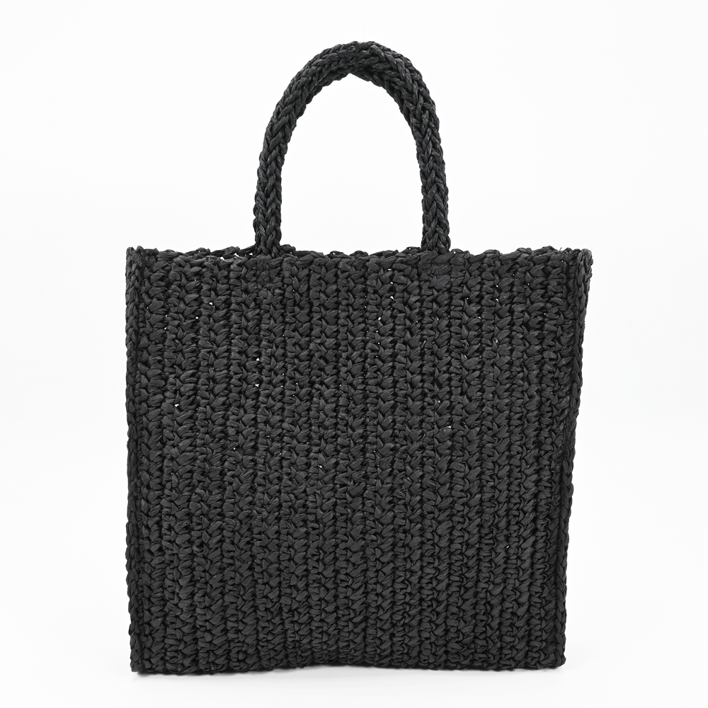 Black Straw Tote