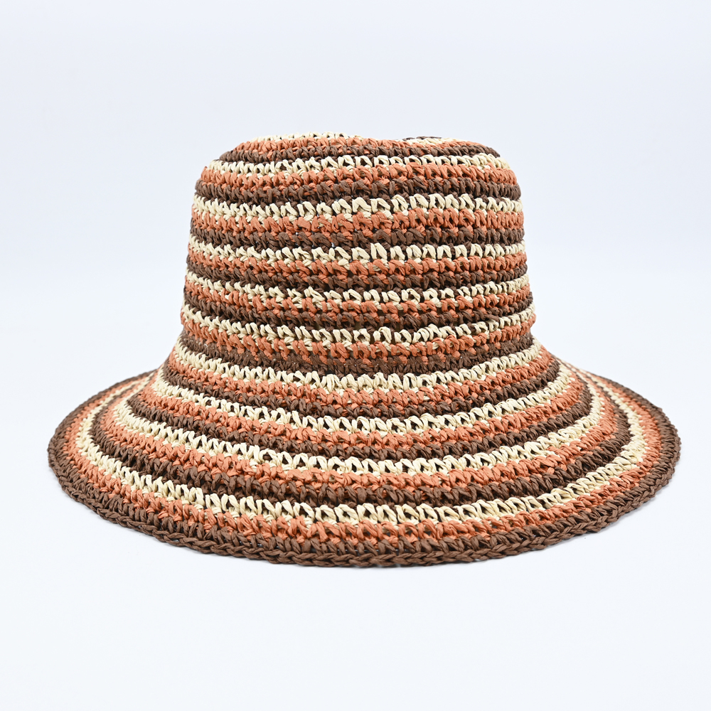 Stripe Straw Bucket Hat