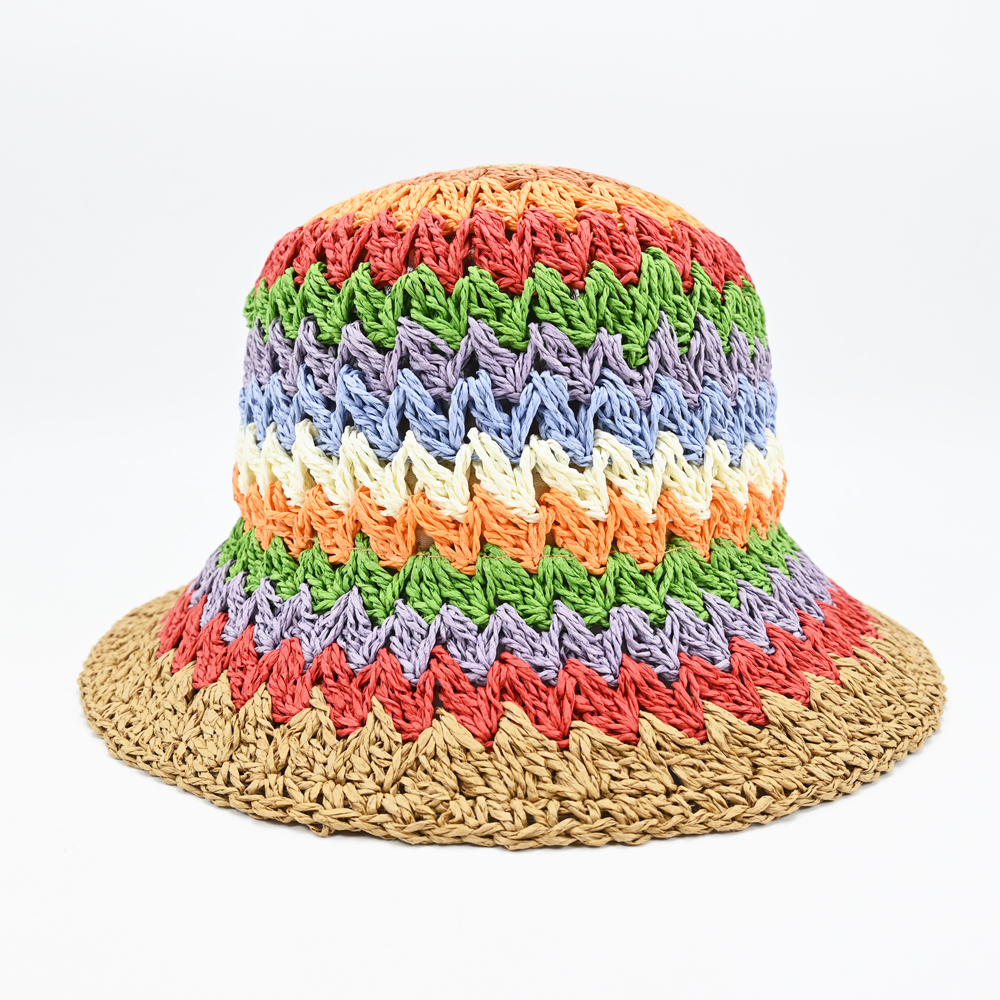 Colorful Pattern Straw Bucket Hat