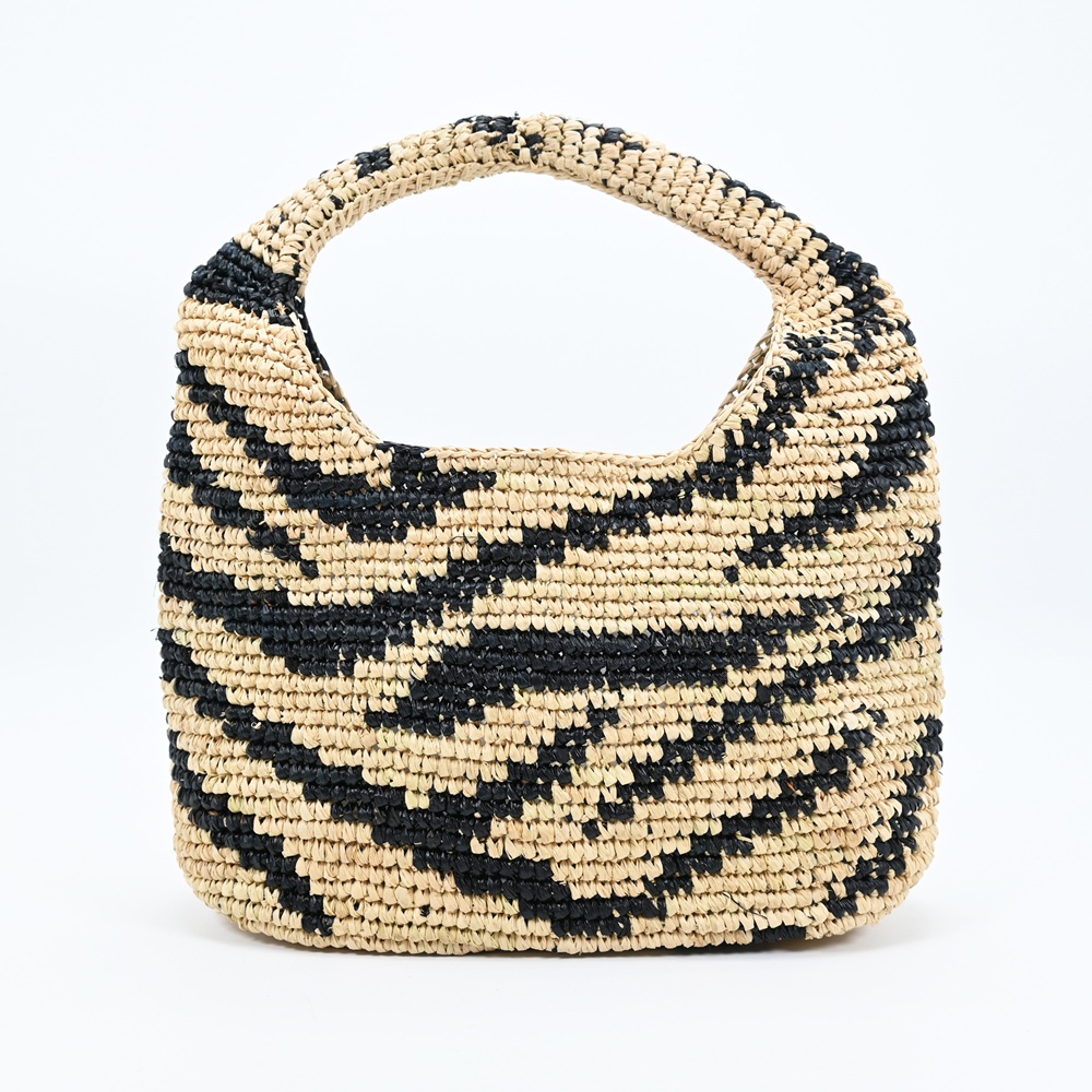 Small Raffia Tote Black Zebra