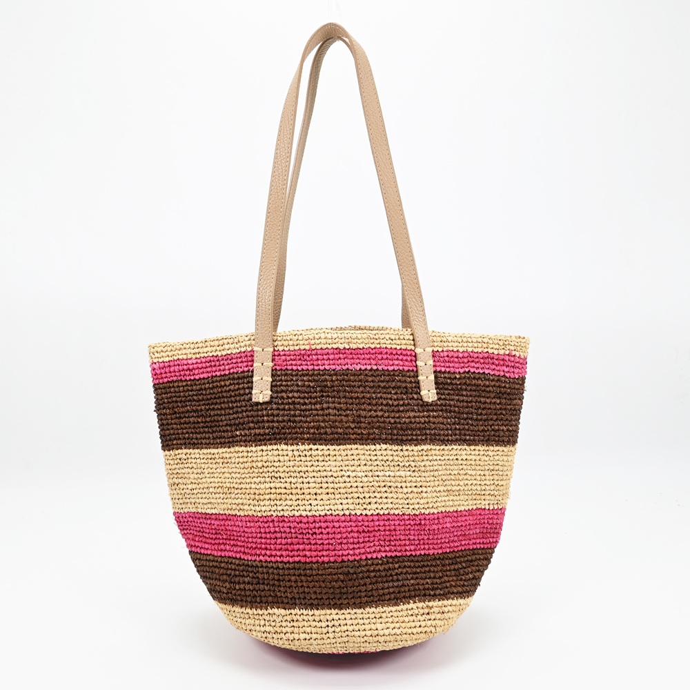 Small Raffia Tote Striped Design