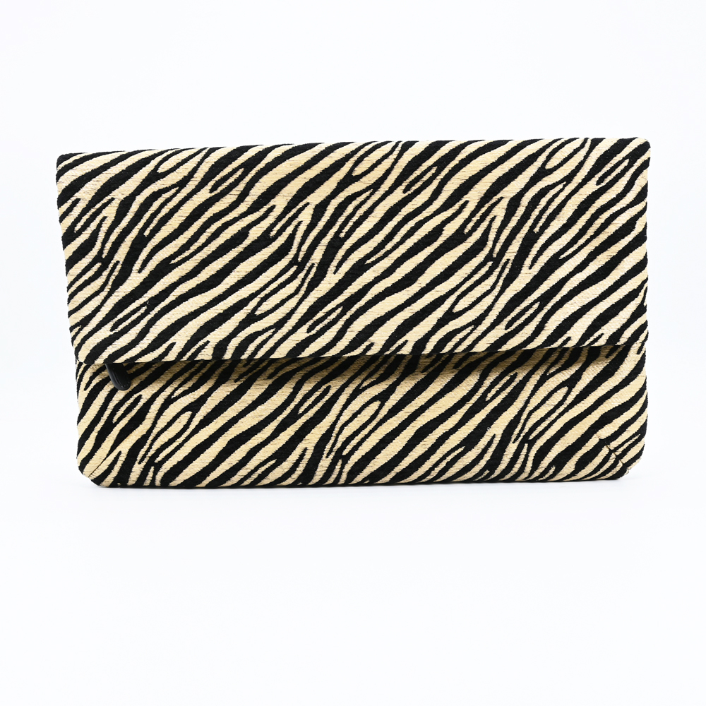 Zebra Print Raffia Clutch