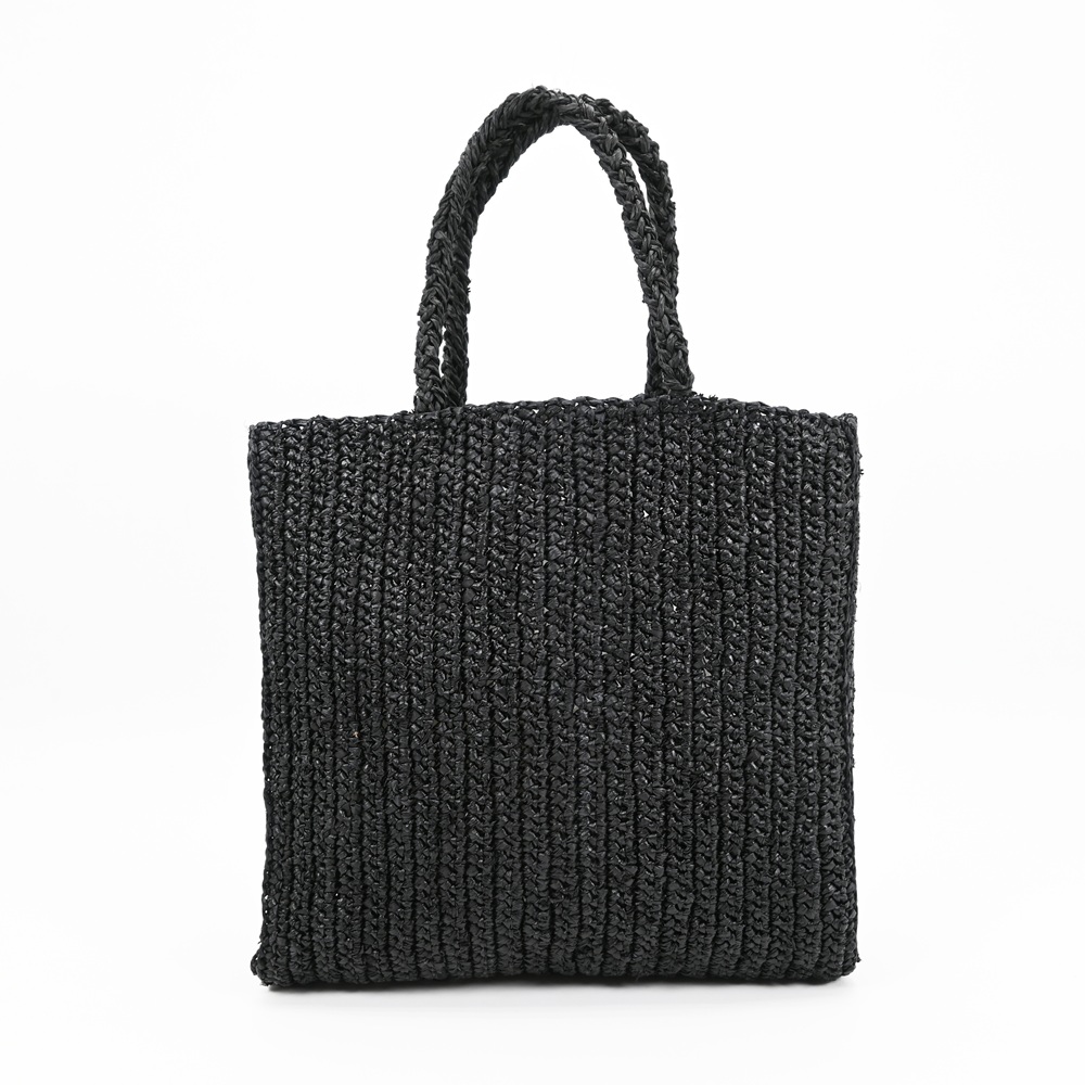 Black Raffia Tote Bag