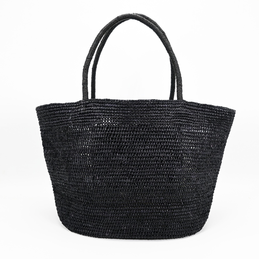 Black Raffia Tote Bag