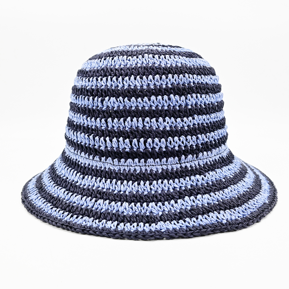Straw Bucket Hat Stripes Design